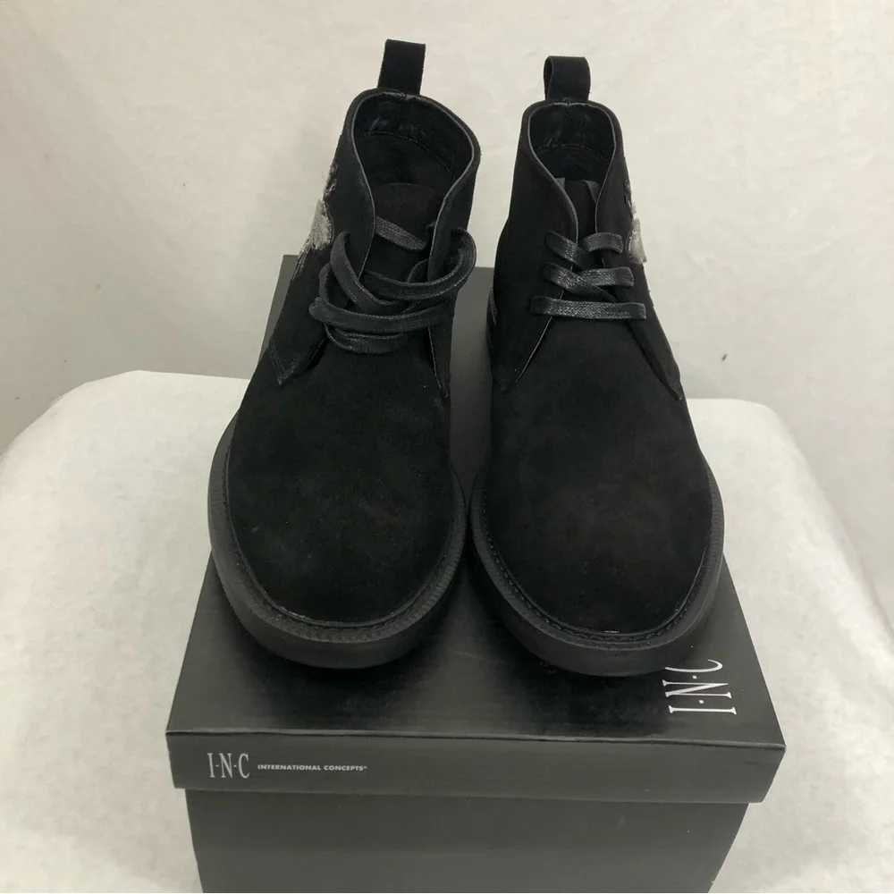 NEW INC International Concepts Mens Darius Patch Chukkas Boots, Size 11, Black